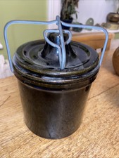 Vintage Brown Jar Lid Metal Clamp Pottery Crock Canning 7” Farmhouse