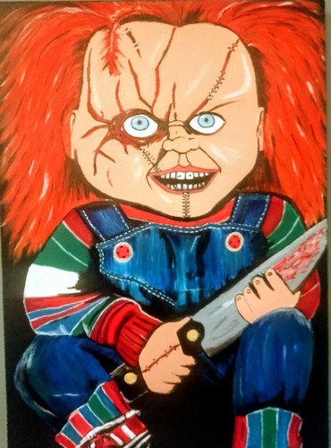 Chucky doll with knife - doll,