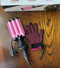 3 Triple Barrel Ceramic Hair Curler Iron Salon Styler, Crimper, Waver