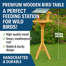 Freestanding Wooden Bird Feeder Table Station | Squirrel Proof Outdoor Garden