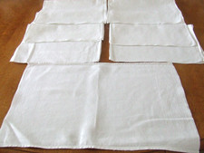 Set of 7 Vintage  White Cotton Damask Place Mats.
