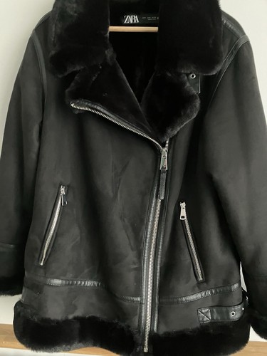 Zara black faux suede fur - zara,