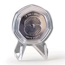 2021 JERSEY RBL CENTENARY POPPY 50p FIFTY PENCE COIN UNC IN PROTECTIVE CAPSULE  