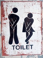 TOILET HUMERUS SMALL METAL TIN SIGNS 6 INCHES BY 8 INCHES GRAB A BARGAIN 