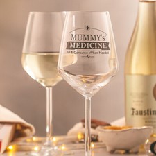 Mummy's Medicine Red Wine Glass, Novelty Wine Glass Xmas Gift for Mum Birthday