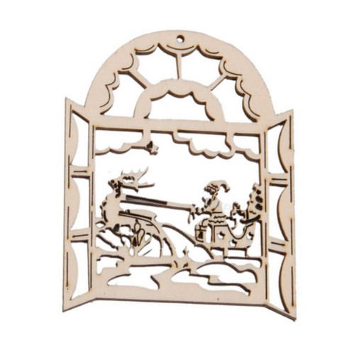Santa sleigh bauble wood - santa, on