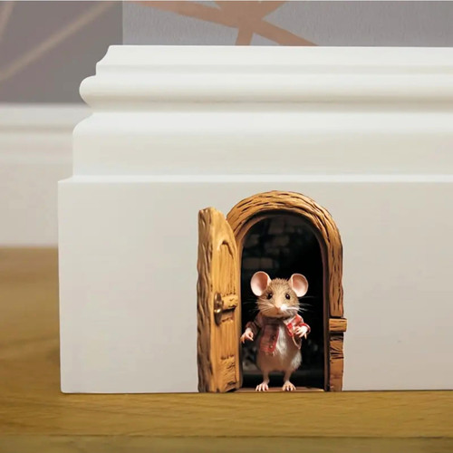 Mouse hole wall sticker - mouse,