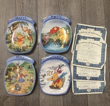 Vintage Collectable Winnie The Pooh Birthday Month Wall Plates Bundle X4
