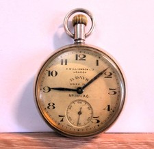 WW1 ROYAL FLYING CORPS Mark IV 8 Day POCKET WATCH by H. Williamson - Working