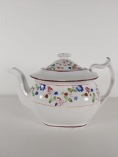 Georgian Antique Floral Teapot (Possibly Made By Newhall) A/F
