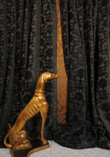 Dramatic Gothic Black Velvet Flock Baroque - Paoletti Eyelet Curtains 91" D