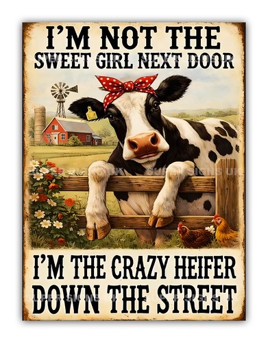 Funny heifer metal cow - cow, sign