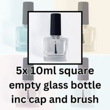 5x Clear out Bulk Lots of 10ml rectangle empty nail varnish polish bottles glass