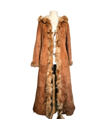 Vintage shearling coat long - shearling,
