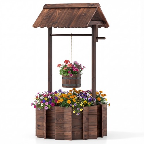 Garden wooden wishing - wishing, well