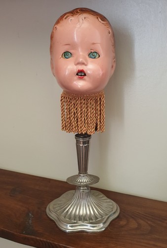 Vtg large doll - head, stand