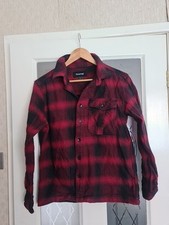 Firetrap Shacket Men's Red Black Lumberjack OverShirt Jacket 100% Cotton, Small