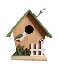 Natural Wooden Bird House Hanging Feeding Small Birds Nesting Feeder Box Garden