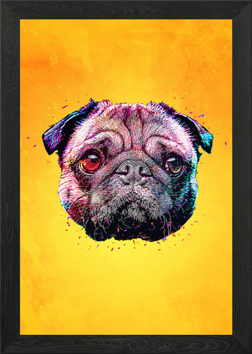 Pug puppy dog framed wall - pug, art