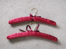 2x vintage luxury red material covered blouse, jacket hangers with metal hooks