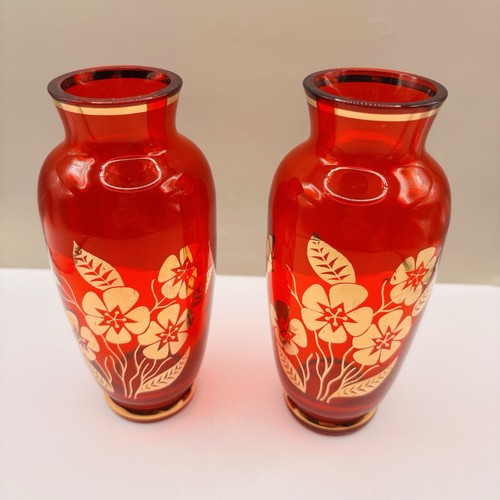 Pair vintage bohemian ruby - vintage,