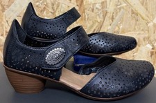 Ladies Rieker Leather Mary Jane Shoes. Uk3 Eu36. Black. Floral. Strap. BRAND NEW