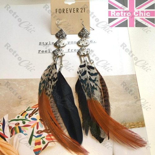 18cm long feather - long, earrings