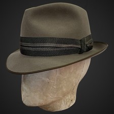 Vintage Hat Fedora Beige Fur Felt UK 7 1/8 EU 58 US 7 1/4 Trilby Short Rim