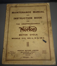 Norton Motor Cycle Maintenance Manual & Instruction Book 16H, Big 4, 18 & ES2