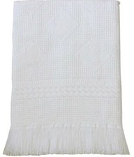 BABYPOWERS LARGE BABY SHAWL BLANKET 122X122CM WHITE CREAM PINK BLUE Heart DESIGN