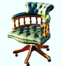 Captains Chair, Green Leather