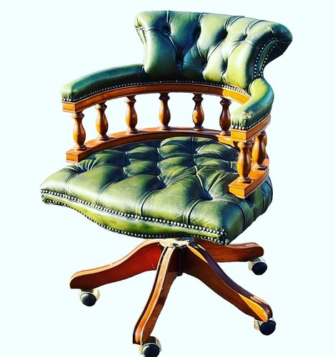 Captains chair green leather - captains,