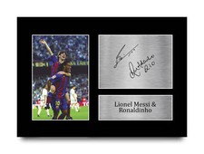 Lionel Messi & Ronaldinho Barcelona Printed Autographed Picture for Football Fan