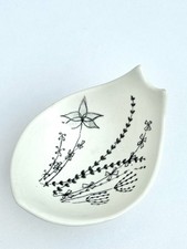 Vintage Stavangerflint Norway dish Inger Waage meadow monochrome midcentury 3”