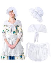 Kitchen Apron Pocket 1pc White Maid Apron Ruffle Waist Pocket Cotton Women Short