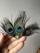 Peacock Feathered Hair Accessory Fascinator, Wedding, Races, Ascot