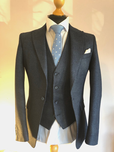 Navy herringbone two piece - navy,