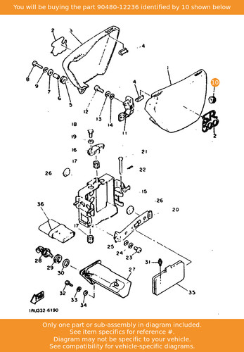 Yamaha grommet 90480 12236 - yamaha, grommet,
