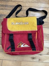 Quicksilver Large Cross Body/Messenger Bag Red&Yellow  Adjustable Retro Y2K