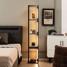Modern Floor Lamp w/ Shelves Standing Light w/ Rotatable LED Poles Foot Switch