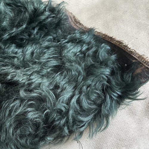 Dark green shaggy mohair fur - green,