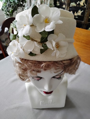 Vtg 1950 ladies - 1950's, hat-ivory