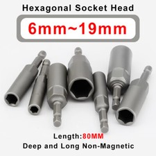 Hex Deep Socket Nut Driver Bit Impact Driver Drill 6~18mm Hex Shank Length 80mm 