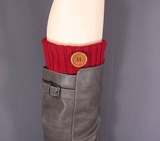 Red ribbed sweater knit boot