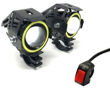 Motorcycle Projector LED Spotlight with Handlebar Switch for 22mm 7/8" Bars
