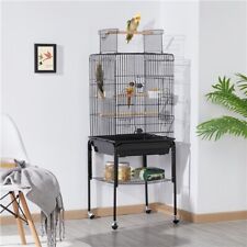 Bird Cage Open Play Top Parrot Cage Budgie Cage w/ Stand for Cockatiel Parakeet
