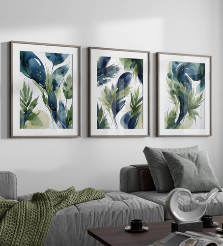 Olive green navy feather - &,