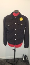 WESC Corduroy Black Jacket (Unisex - Men's SWomen's M Hardcore Happiness Smile