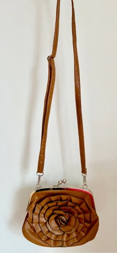 Tan brown faux leather - leather, clasp