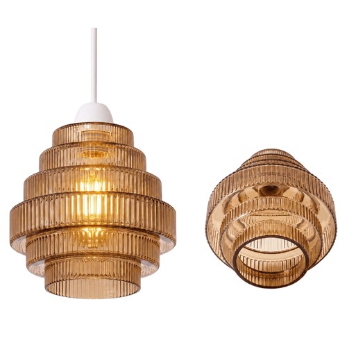 Tiered ribbed amber glass - tiered,